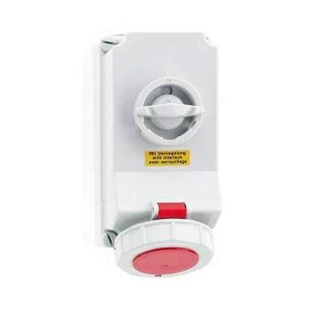 Neptune 63A 5 Pin IP67 Industrial Surface Mounting Socket Outlet Interlocked, 16602