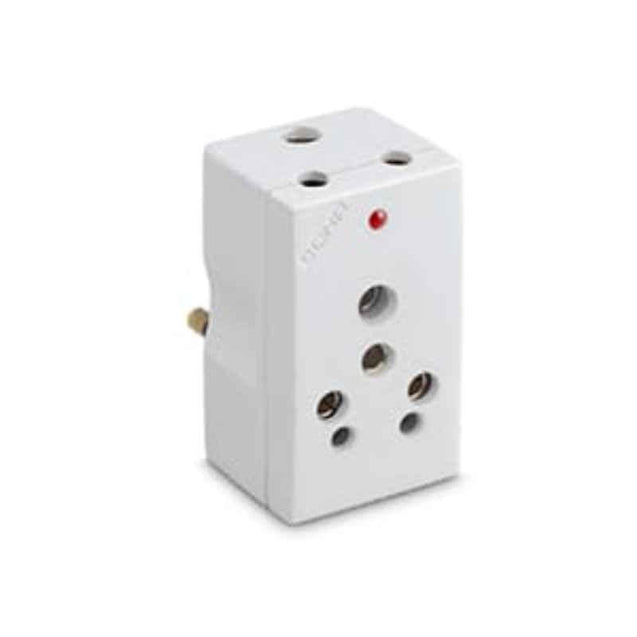 Cona Smyle 2076 Gold 6/16A 3 Pin Polycarbonate Multi Plug with Indicator (Pack of 10)
