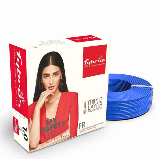 Fybros 1 Sqmm 180m Blue Single Core FR PVC Insulated Multistrands Industrial Cable, FWC1016