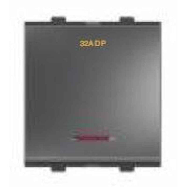 Goldmedal Nixon G-Dip 32A 2 Module Digital Silver Titanium Grey DP Switch with LED Indicator, 102831 (Pack of 10)