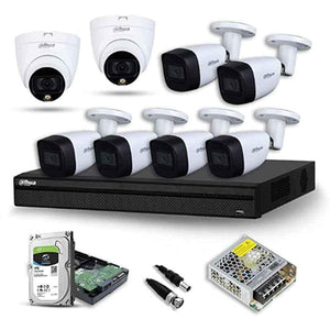 Dahua 2 Pcs 2MP Dome CCTV Security Camera, 6 Pcs 2MP Bullet Camera, 8 Channel DVR, Power Adaptor & 1TB Surveillance Hard Disc Kit