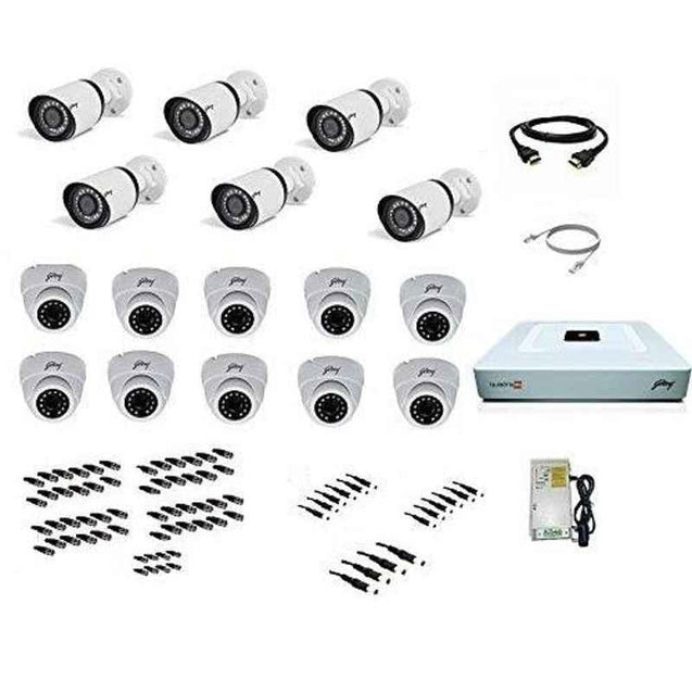 Godrej SeeThru 1080p Full HD White CCTV Camera Kit without Hard Disk, Godrej2MP10DOME6BULLET