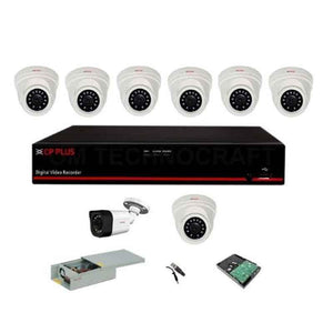 CP Plus 2.4MP 7 Pcs Dome & Bullet White & Black Camera with 16 Channel DVR Kit, CP-ER-1602E1-TS