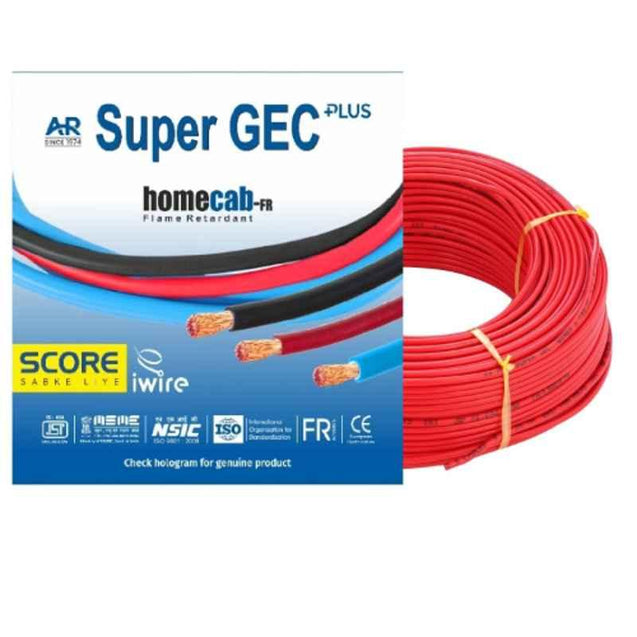 Super GEC Score 1.5 Sqmm Single Core Red FR PVC Multi Strand Ho Wiring Cable, Length: 90 m
