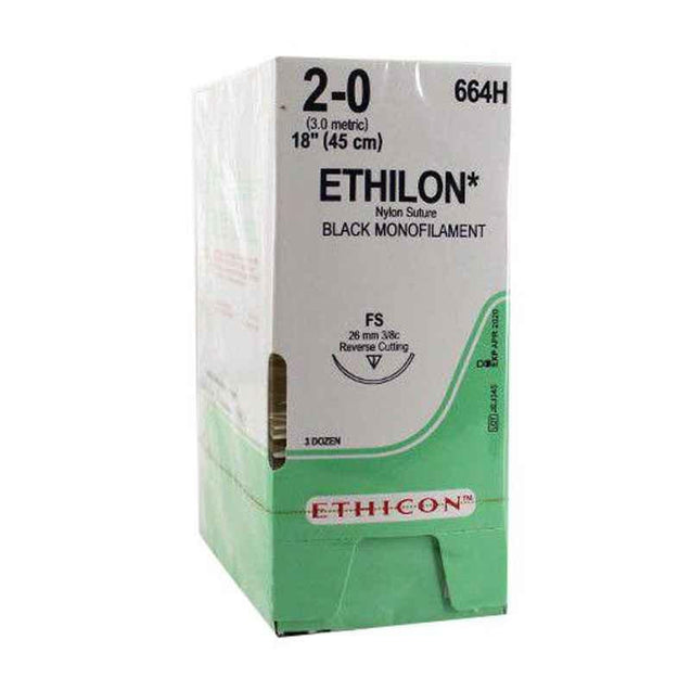 Ethicon NW3720 Ethilon 10-0 Black 6mm Monofilament Advance Micro-Point Suture, Size: 38cm (Pack of 12)