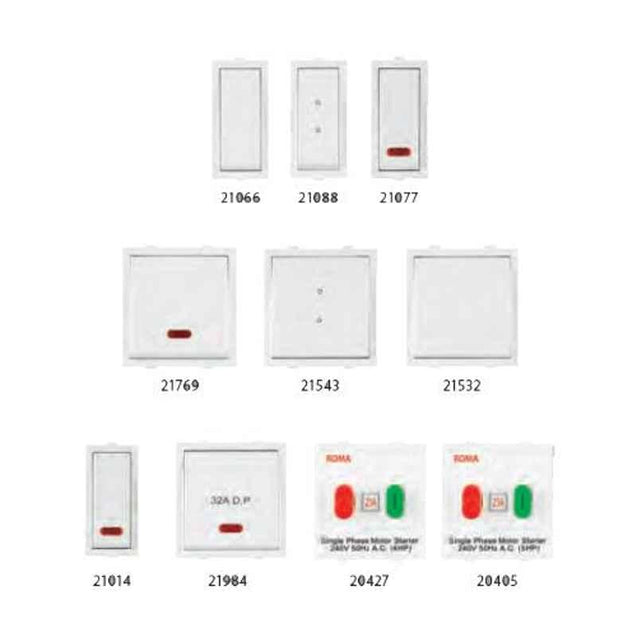 Anchor Roma Classic 20A 2 Way White Switch, 21088, (Pack of 20)