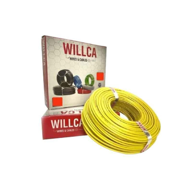 Willca 4 Sqmm Yellow Single Core FR Multistrand PVC Insulated Unsheathed Industrial Cable, Length: 90 m