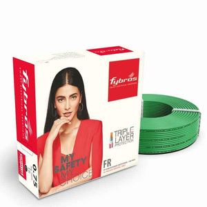 Fybros 0.75 Sqmm 180m Green Single Core FR PVC Insulated Multistrands Industrial Cable, FWC1015