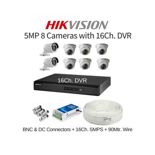 Hikvision 8 Cameras 5MP with 16 Channel DVR Combo Kit